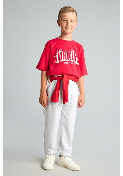 Defacto Regular Fit Bisiklet Yaka Türkiye Baskılı Kısa Kollu Tişört Erkek Çocuk I4111a826hsrd282 Kırmızı-rd282
