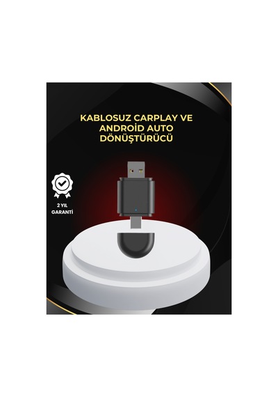 Kablosuz Carplay Ve Android Auto Dönüştürücü Usb-a & Type-c Girişli Akıllı Adaptör Sarı