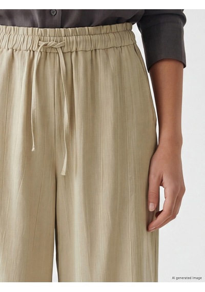 Lcw Modest Bej Beli Lastikli Dokulu Kadın Pantolon