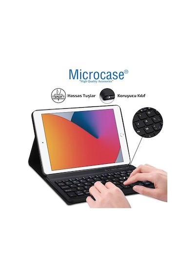 Apple Uyumlu iPad  8.Nesil 10.2 2020 Bluetooth Klavyeli Tablet Kılıf - Bkk1