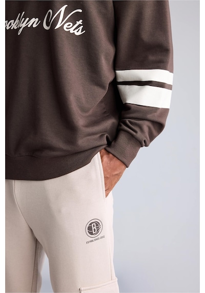 Defacto Nba Brooklyn Nets Standart Fit Kargo Cepli Jogger Eşofman Altı H9641ax26aubg816 Bej-bg816
