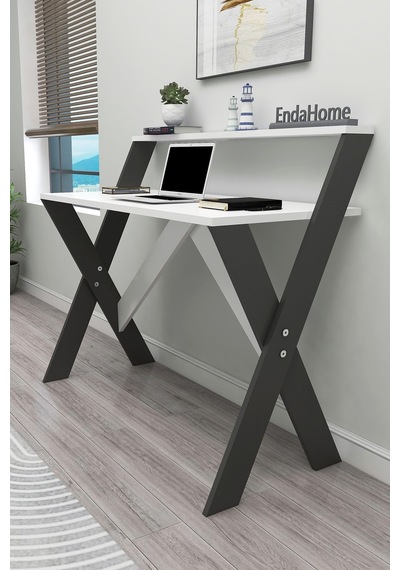 Enda Home X Ayaklı Ders Çalışma Masası Laptop Masası Antrasit - Beyaz