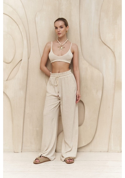 Mai Collection Mai Studios Co. Rowena İp Detay Bej Pantolon Bej