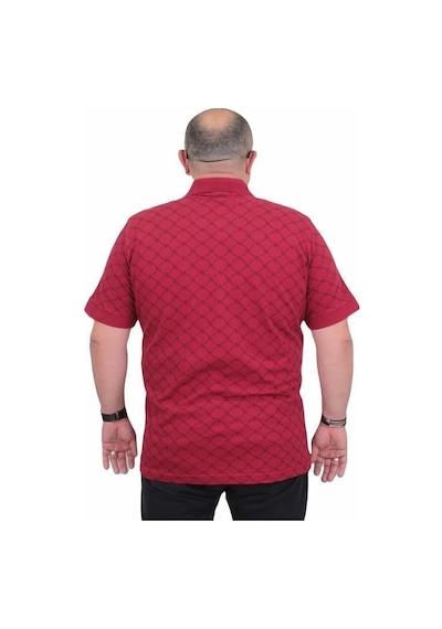 Starbattal Erkek Büyük Beden Polo Yaka Tişört Square 24452 Bordo-Bordo