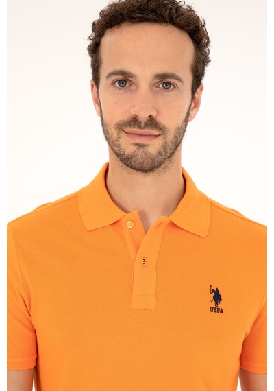 U.S. Polo Assn. Erkek Slim Fit Polo Yaka Turuncu Basic Tişört 50279613-VR051