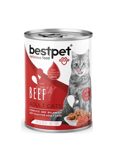 Tr Yetişkin Kediler İçin, Taze Sığır Parça Etli Ve Soslu Yaş Mama, 400 Gr X 12 Adet