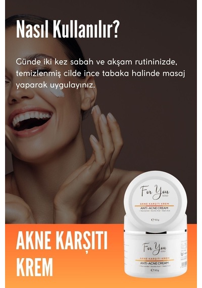 Akne Karşıtı Krem, Akneye Yönelik Ciltler Için Ve Su Bazlı Sebum Dengeleyici Bakım Kremi 50gr