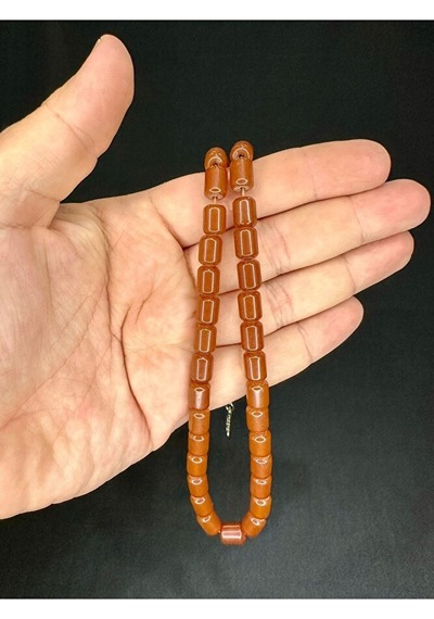 Çubuk Kehribar Tesbih Kahverengi Kapsül Kesim 10mmx7mm T-530