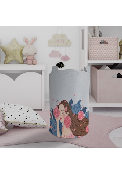 Mekta Home Bebek Ve Çocuk Odası Çiçekli Prenses Kız Desenli Oyuncak Sepeti Renkli Çok Renkli