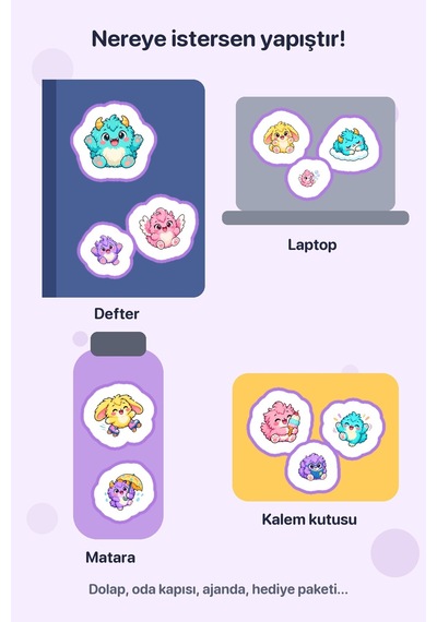 Pofuduklar Kulübü 16 Adet Sticker Çıkartma Etiket A4 Defter Ve Ajanda İçin Çok Renkli