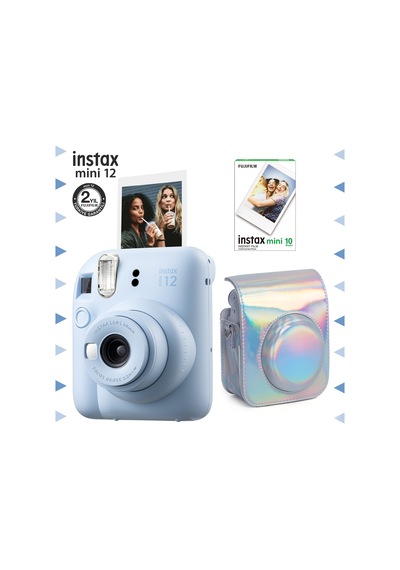 Fujifilm Instax Mini 12 Fotoğraf Makinesi + 10'lu Film + Parlak Kılıf Seti Mavi