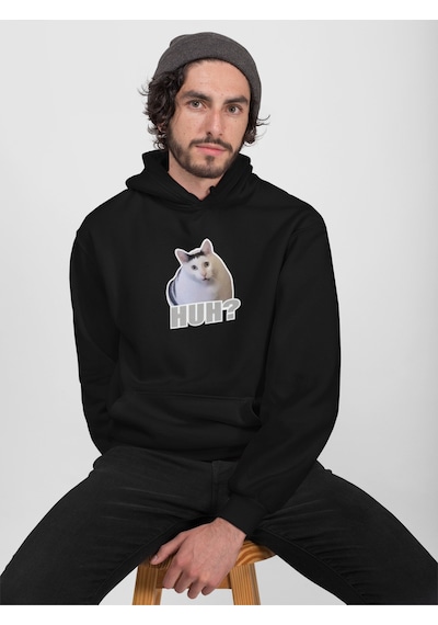 Nevermind Unisex Huh Cat Sweatshirt Siyah