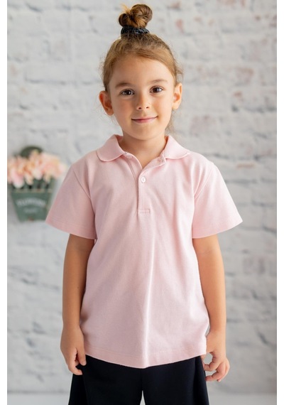 Zeyland Kız Çocuk Polo Yaka Kısa Kol T-shirt Pembe
