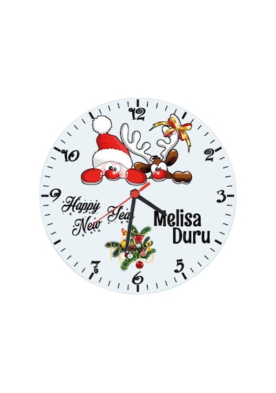 Yılbaşı Hediyesi Isimli Cam Duvar Saati Çok Renkli