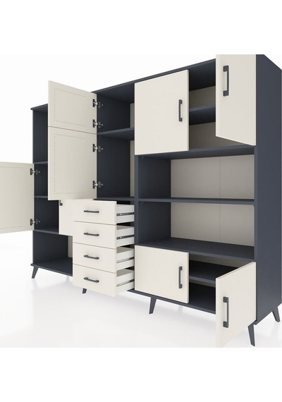 Hyperion Dolap 9 Raflı 4 Çekmeceli 8 Kapaklı 220x44x163 Antrasit- Antrasit-aytaşı Hyperion Dolap 9 Raflı 4 Çekmeceli 8 Kapaklı 220x44x163 Antrasit- Antrasit-aytaşı