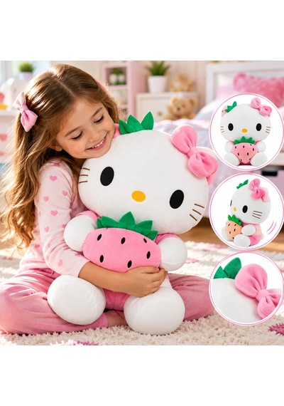 Oyuncak Hello Kitty Peluş Büyük Boy Yumuşak Sevimli Hediyelik Oyun Arkadaşı 40 Cm Pembe