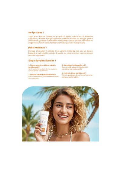 Yeşilmarka Su Bazlı Nemlendirici Güneş Kremi 50 Faktör Spf 50 Ml