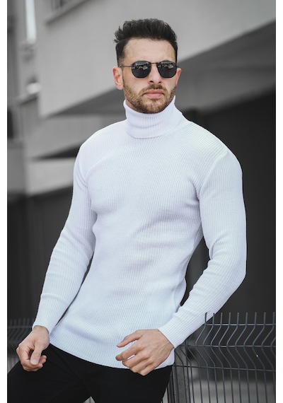 Oksit Seka 813 İnce Fitilli Slim Fit Erkek Boğazlı Kazak 001