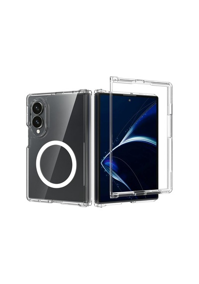 Samsung Galaxy Z Fold8 Uyumlu Kılıf Sararmaz Magsafe Mika Hafif Sert Parlak Şeffaf Kapak Şeffaf
