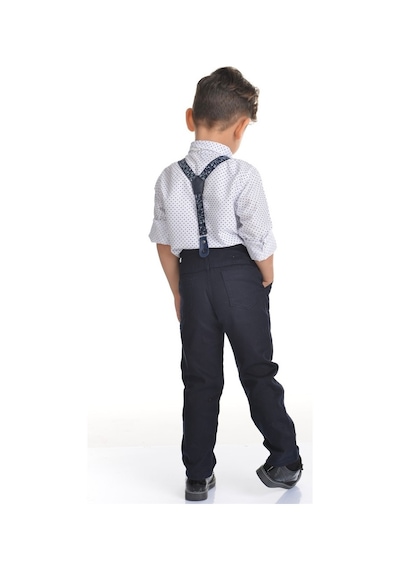 Buse&Eylül Bebe Lacivert Pantolon Askılı Erkek Çocuk Takımı