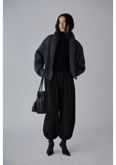 Suud Collection Antrasit Mana Oversize Yün Triko Hırka