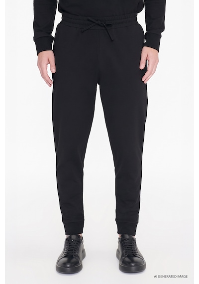 AC&Co / Altınyıldız Classics Standart Fit Normal Kesim Pamuklu Baskılı Cepli Erkek Eşofman Altı Siyah