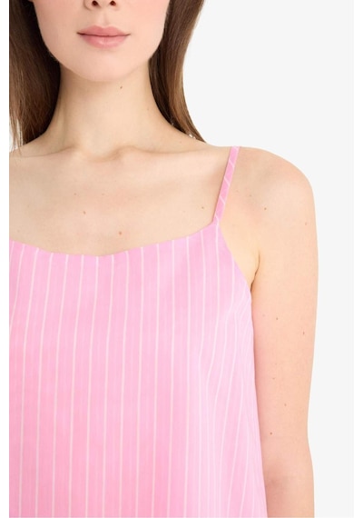 Defacto Afra x DeFacto Regular Fit Kare Yaka Çizgili Modal Askılı Bluz	 F0397AX25SP Pembe