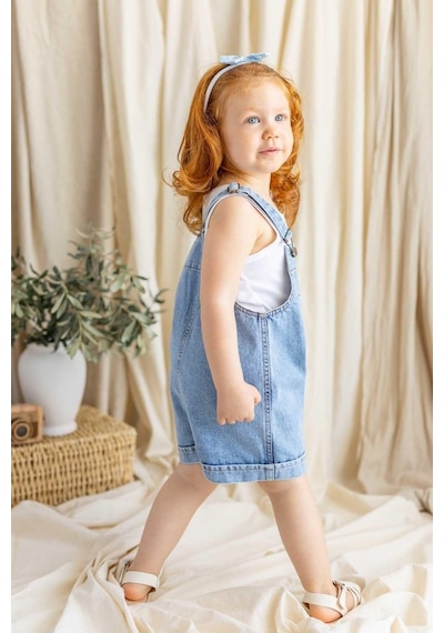 Oliven The Kid Oliventhekid Unisex Ön Cep Detaylı Kısa Paça Kot Slopet Mavi Mavi