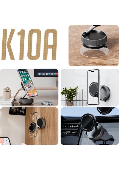Zore K10a Vakum Özellikli Magnetik Telefon Tutucu - Siyah Siyah