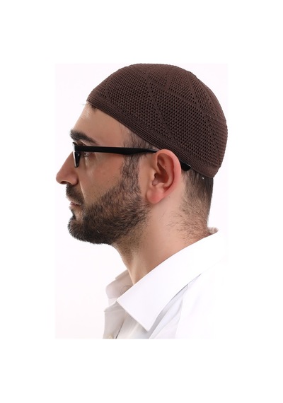 Dantel Pamuklu Triko Makine Örme Takke Kahve