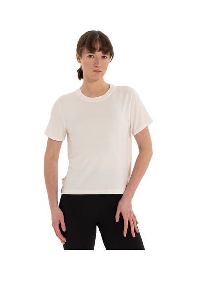 Inguz Modal Bisiklet Yaka Basic Yoga T-shirt Ekru
