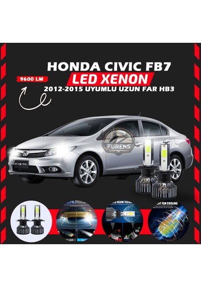 Honda Civic Fb7 2012-2015 Uzun Far Uyumlu Şimşek Etkili Led Xenon Pro Series Hb3
