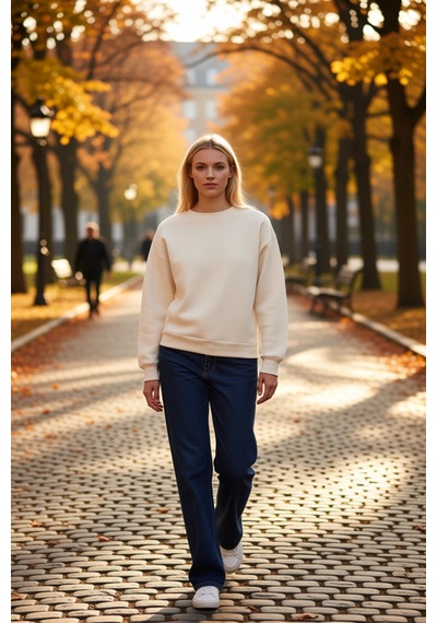 Benerly Kadın Bisiklet Yaka Düşük Kol Regular Kalıp Örme Sweatshirt Fonks Taş