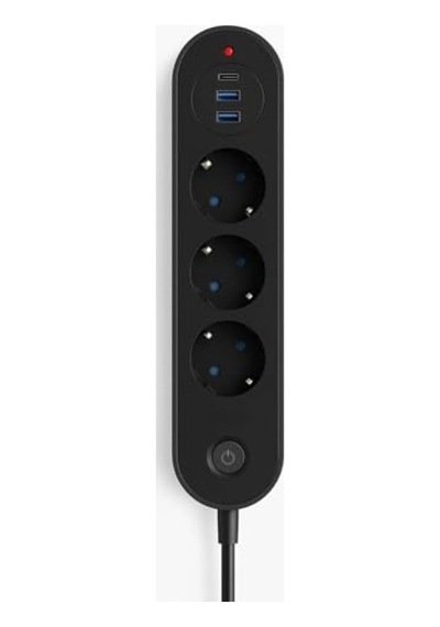 3 Lü Priz 2 Usb-a + 1 Usb-c Termal Akım Korumalı, 2500w Güç, Aç/kapa Anahtarlı