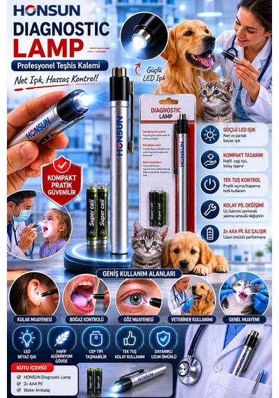 Profesyonel Diagnostic Lamp Led Muayene Işığı Kulak Göz Boğaz Kontrol Kalemi