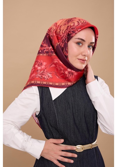Silk Home Twill İpek Eşarp 11482-08 Koyu Mor, Kırmızı, Pembe, Pudra