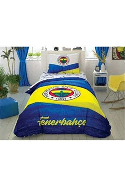 Taç Fenerbahçe Wooden Logo Tek Kişilik Lisanslı Nevresim Takımı Lacivert
