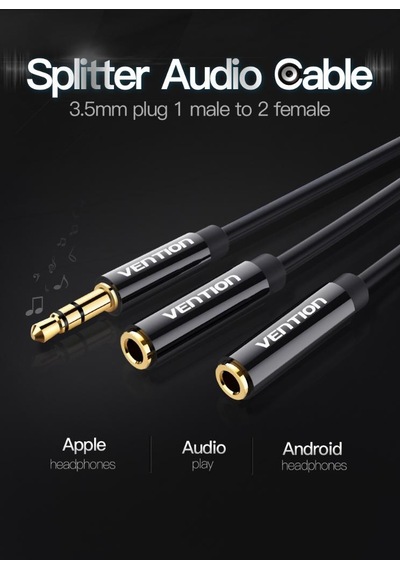 vention Stereo Aux Kulaklık Çoklayıcı 2'Li Ses Çoklayıcı