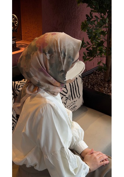 Qalortex Scarf Pamuklu Soft Roza Desen Eşarp-cağla Çağla