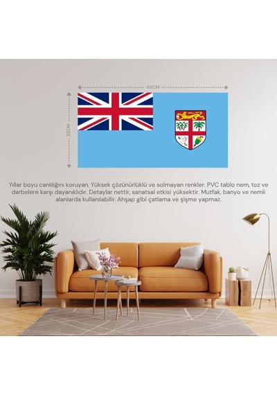 Fiji Ülke Bayrağı 45x22cm Duvar Tablosu Çerçevesiz Pvc Tablo Diğer