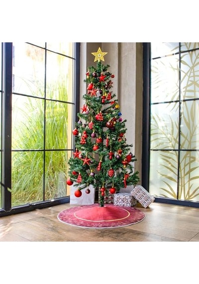 Aden Yılbaşı Ağacı Halısı, Çam Ağacı Eteği, Peluş Yılbaşı Halısı, Yılbaşı Paspası, Christmas Halısı, Prs0305 100x100cm Peluş