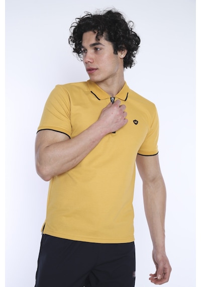 Escetic Erkek Spor Hardal Polo Yaka Slim Fit T-Shirt-3348 Hardal