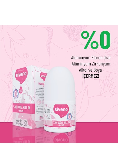Siveno %100 Doğal Roll On Kadın Deodorant Ter Kokusu Önleyici Bitkisel Leke Bırakmayan Vegan 50 ML