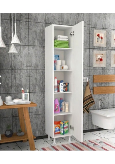 Artel Mobilya 5 Raflı Banyo Boy Dolabı Beyaz