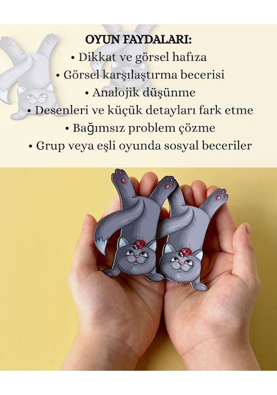 Kedi Dedektifi Ahşap Hafıza Eşleştirme Dikkat Zeka Oyunu 32 Parça