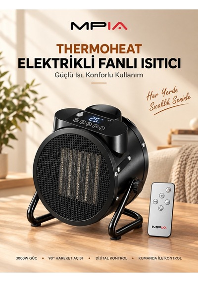 Mpia Taşınabilir Uzaktan Kumandalı 3000w Hızlı Isıtma Elektrikli Isıtıcı