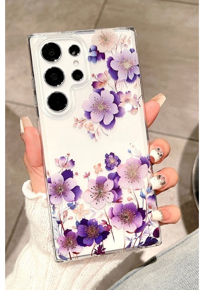 Samsung Galaxy Uyumlu S23 Ultra Kılıf Solmayan Imd Baskı Desenli, Şeffaf Tpu+pc Botanik Kapak