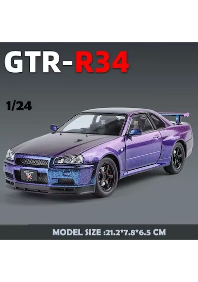Nissan Skyline Gtr R34 1:24 Ölçek Diecast Model Araba Açılan Kapılar Nıssan Gtr Model