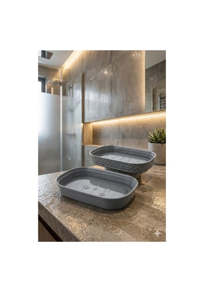 Buççin Online Mağaza Su Tahliyeli, Kırılmaz, Çevre Dostu Banyo & Mutfak Sabun Kabı 12x8,5x3 Cm 2 Li Set Plastik Siyah Çok Renkli