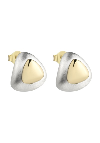 Silver Gold Karışımı Küpe-582 Gümüş